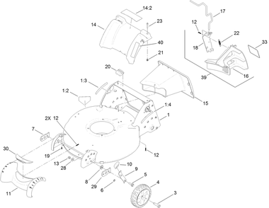 Part Location Diagram of 117-4194 Lawn Boy 53 Cm Deck Baffle Assembly